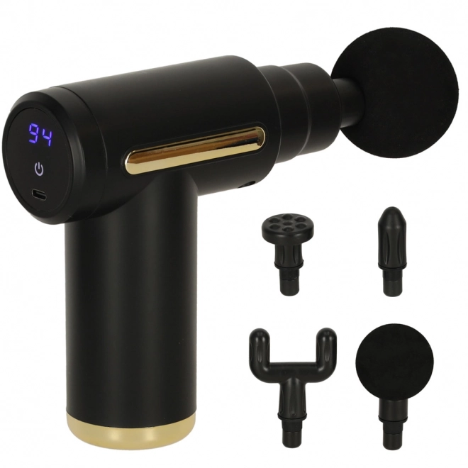 Black Massage Gun with LED and 4 Attachments