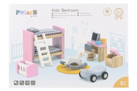 Wooden Dollhouse Bedroom Set