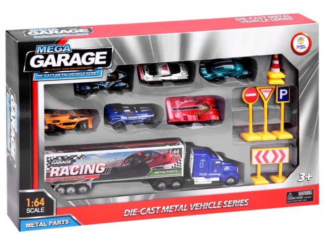 Metal Toy Cars Set with Road Signs