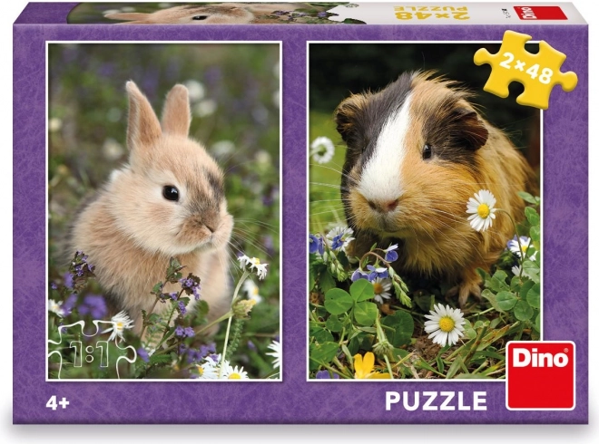 Dino puzzle bunny and guinea pig