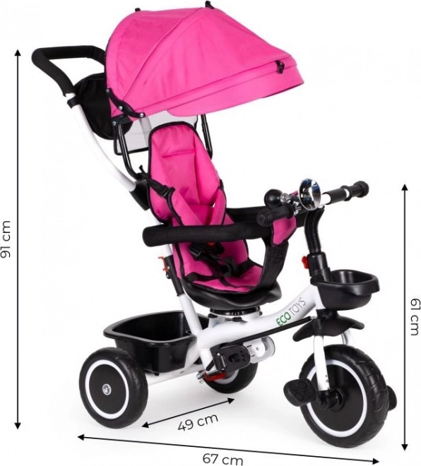 Tricycle with Rotating Seat 360° Ecotoys Pink