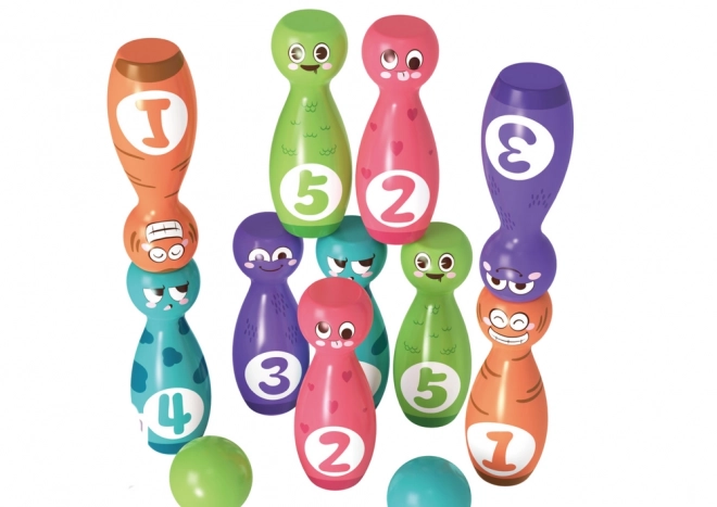 Colorful Bowling Set with Faces