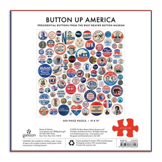 Galison American History Campaign Badge Puzzle 500 Pieces