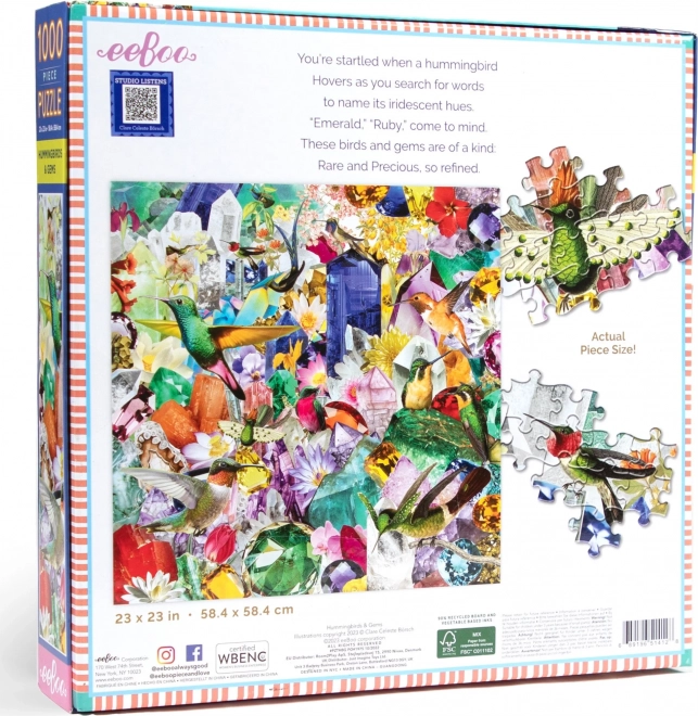 Hummingbirds and Gems Square Puzzle 1000 Pieces by Eeboo