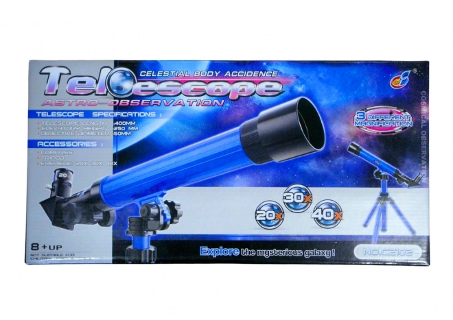 Educational Telescope with Stand and Zoom - Blue