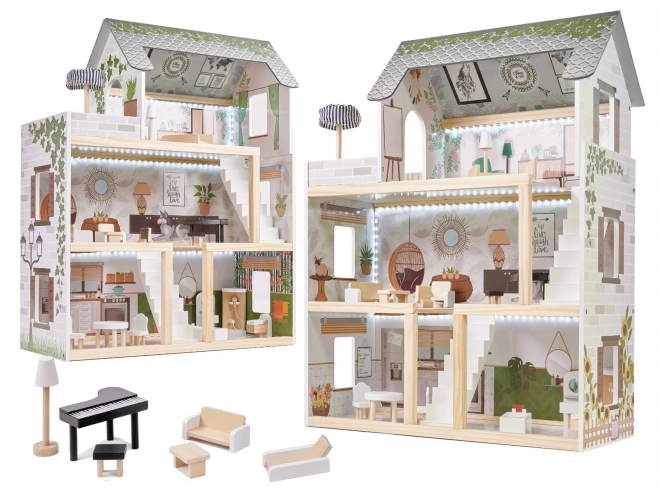 Wooden Dollhouse Floro Boho LED 78cm