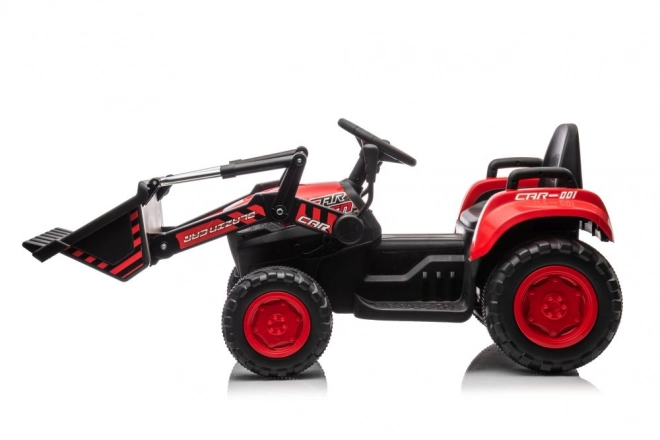 Trattore rosso per bambini con batteria ricaricabile e pala