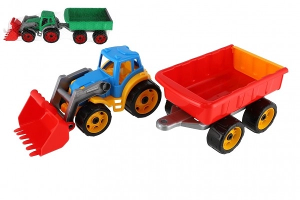 Colorful Tractor with Trailer and Bucket