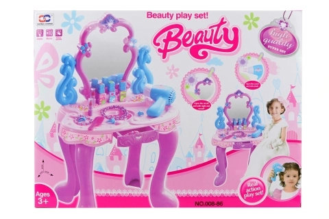 Dressing Table with Light-Up Mirror for Kids