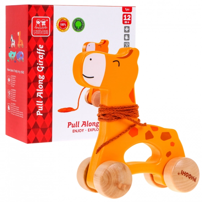 Wooden Giraffe Pull Along Toy for Kids 12m+