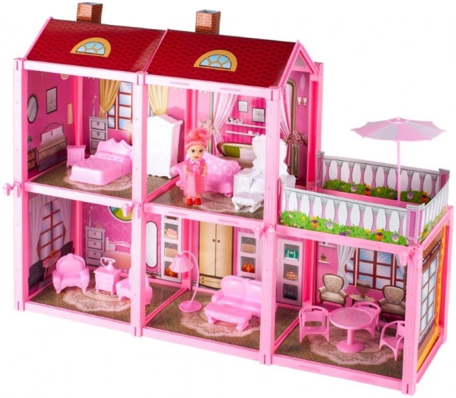 Dollhouse Large Villa with Furniture and Doll Set