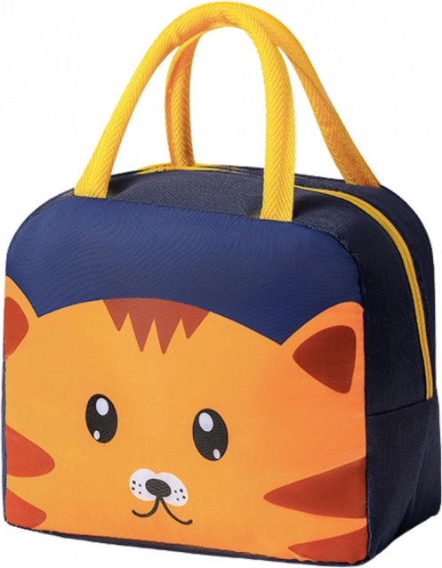 Thermal Insulated Lunch Bag with Cat Motif Blue 23 cm