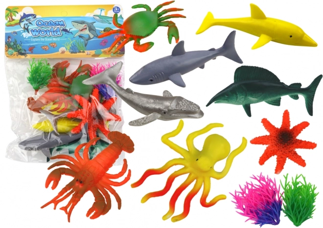 Ocean Animal Figures Set with Aquatic Plants