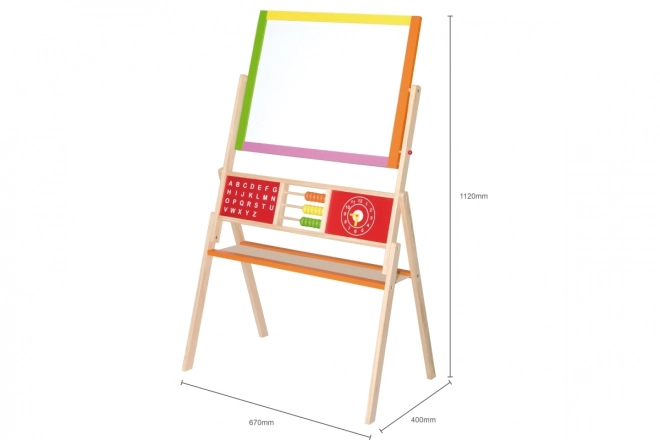 Wooden 2-in-1 Art Easel with Magnetic and Chalkboard