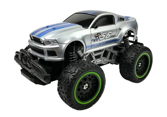 Remote Control Off-Road Car with High Silver Wheels