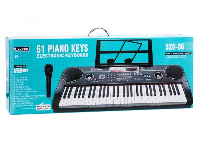 Multifunctional 61-Key Keyboard with Microphone – pink