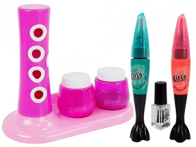 Nail Art Set with Glitter Dispenser and Colorful Stickers