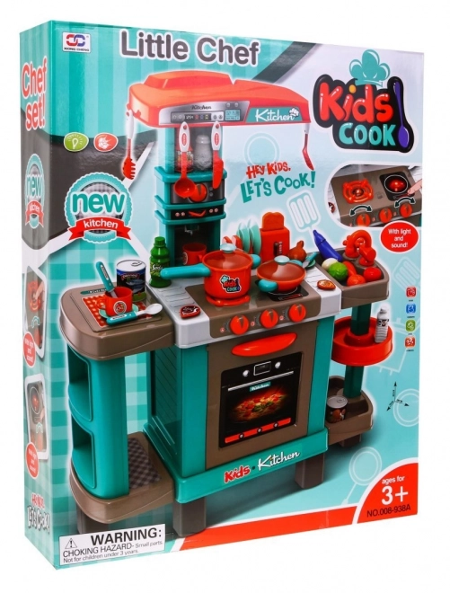 Large Interactive Kitchen Set for Children with Lights and Sounds