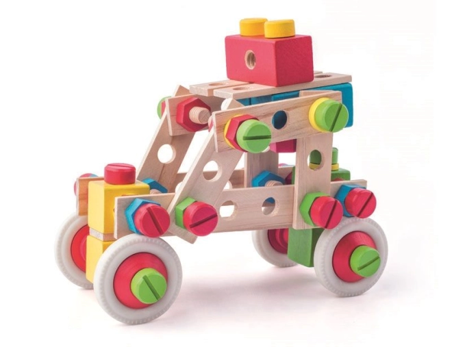 Learning through play: a mix of wood and colorful connectors
