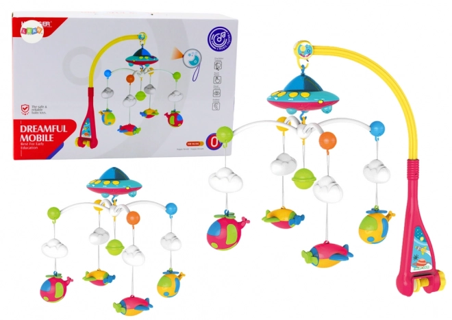 Baby Crib Mobile with UFO Planes Projector and 108 Melodies