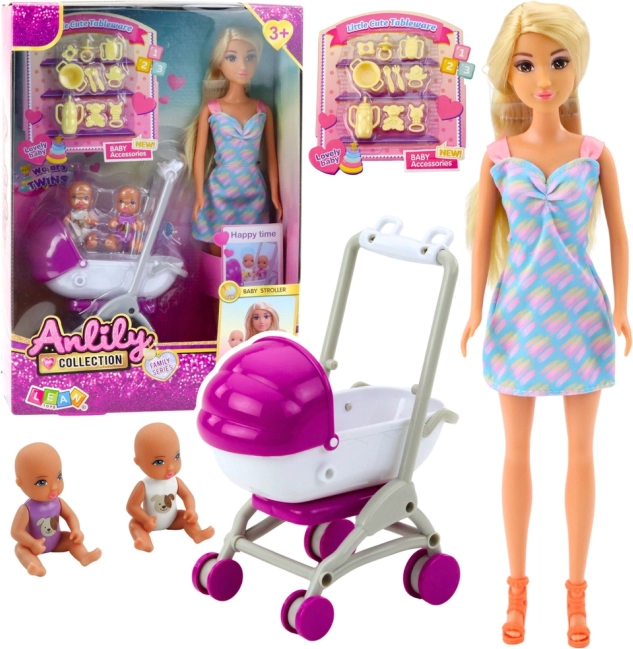 Anlily Doll with Pram and Two Children