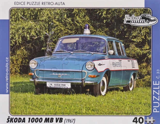 Retro Cars Puzzle Škoda 1000 MB VB (1967) 40 Pieces