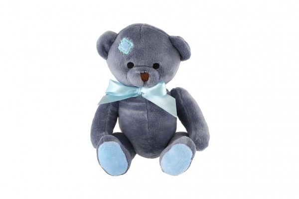 Blue Plush Teddy Bear with Bow