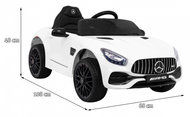 Mercedes Benz GT baterie pro děti Bílá + dálkové ovládání + pomalý start + MP3 LED