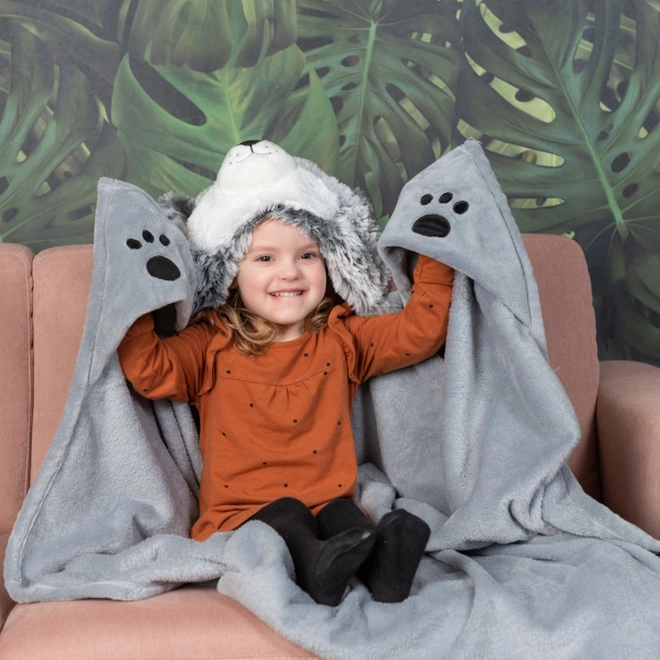 Cozy Hooded Blanket with Animal Design and Paw Pockets