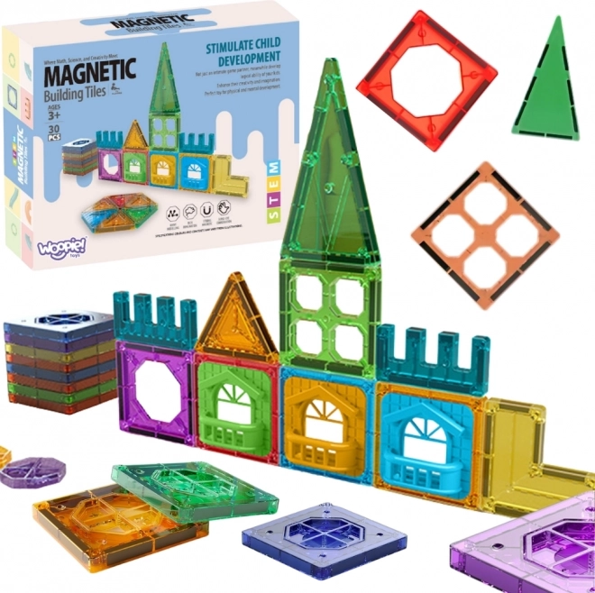 Blocchi da costruzione magnetici 3D WOOPIE – set educativo Castello, 30 pezzi