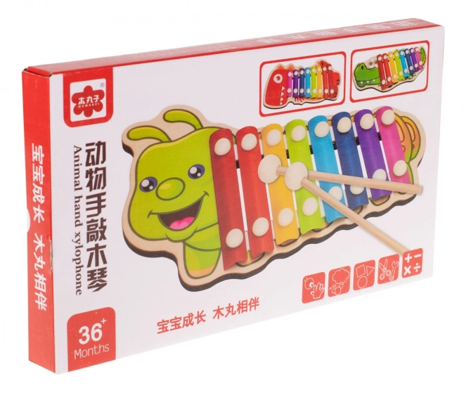 Colorful Wooden Crocodile Xylophone for Children