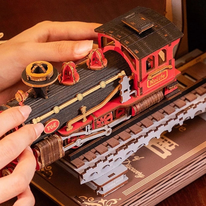 Wooden Steampunk Train Bookend 3D Puzzle