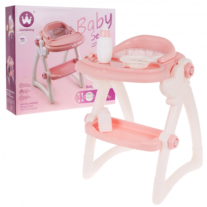 Doll Feeding Set for Children 3+ with High Chair and Accessories