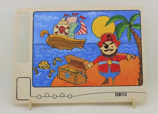 Wooden Double-Sided Pirate Coloring Panel