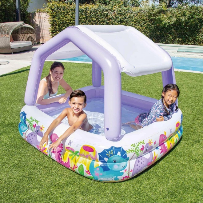 Inflatable pool with canopy for children intex dino
