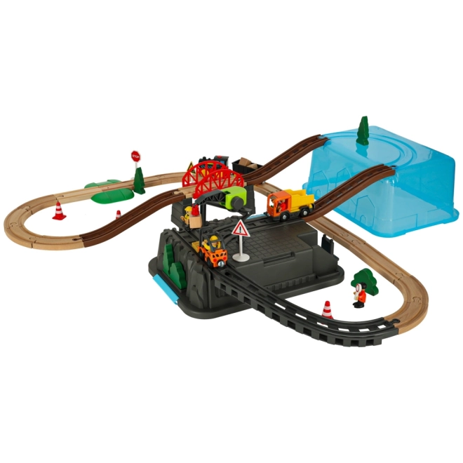 Construction Play Set with Train and Track - 55 Pieces