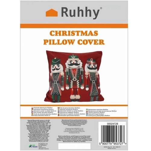 Plush Cushion Cover 40x40 cm Nutcracker Holiday Design