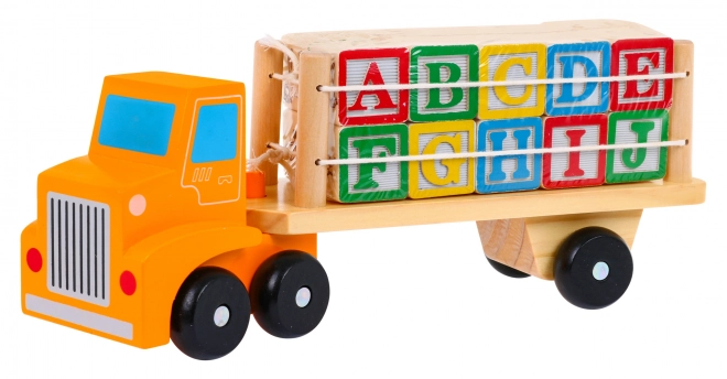 Wooden Truck with Trailer and Alphabet Blocks