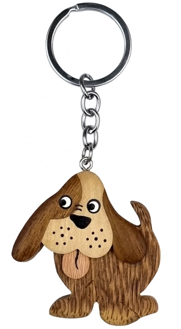 Large Wooden Dog Keychain