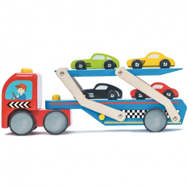 Wooden Truck with Racing Cars