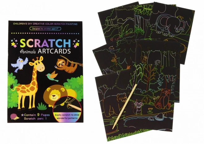 Scratchboard Coloring Book for Kids Animals at the Zoo
