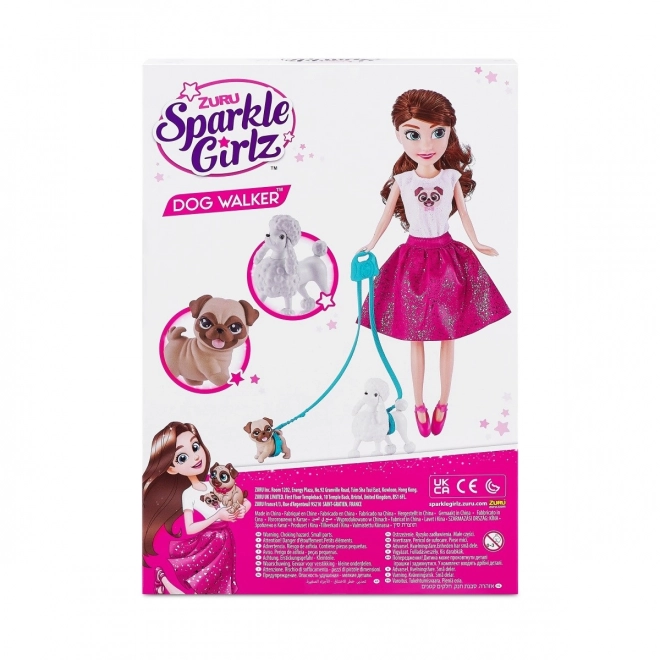 Sparkle Girlz Dog Walker Doll Set