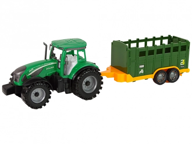 Green Farm Tractor with Detachable Trailer