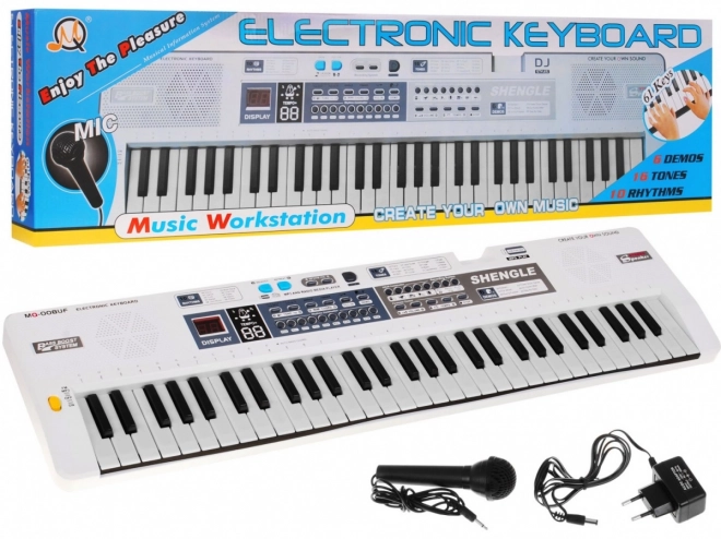 White Keyboard with Microphone and Recording for Children Ages 5+