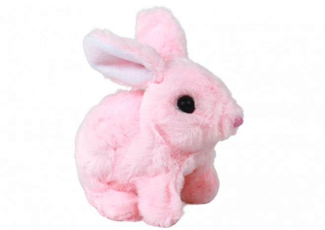 Interactive Walking Bunny Toy with Long Fur Pink