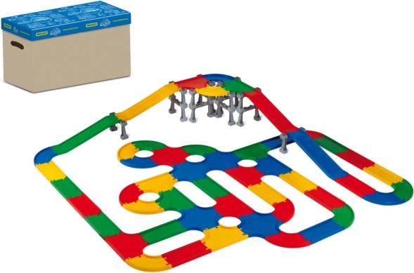 Mosty a silnice 3D plastový stavební set v krabici 58 × 39 cm
