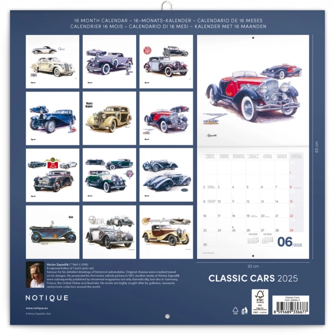 Notebook Calendar Classic Cars by Vaclav Zapadlik 2025