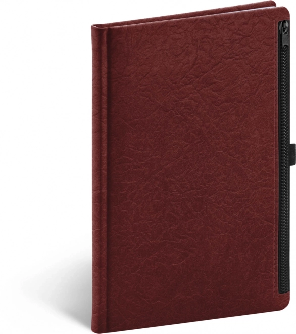 Luxury Lined Notebook with Zipper Pocket Red