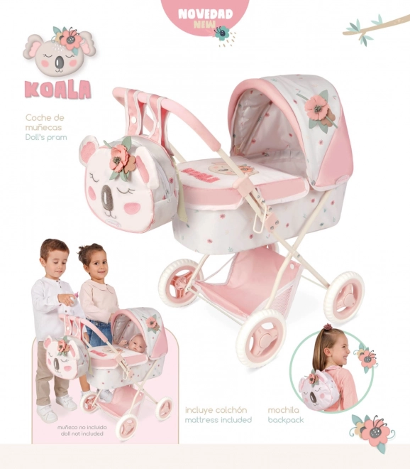 Foldable Doll Stroller with Backpack KOALA by DeCuevas