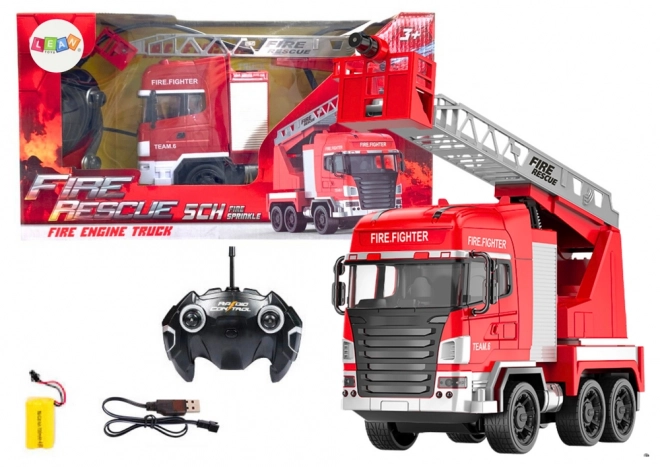 Remote Control Fire Truck with Extendable Ladder and Water Spray